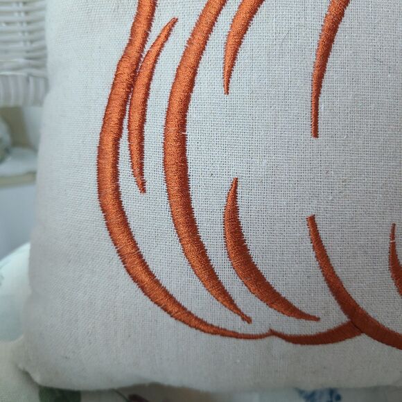 Embroidered Halloween Pumpkin Square Throw Pillow 14"x14" Autumn Fall Home Decor - Picture 6 of 9